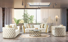Load image into Gallery viewer, Fanci Ivory Velvet Sofa &amp; Loveseat
