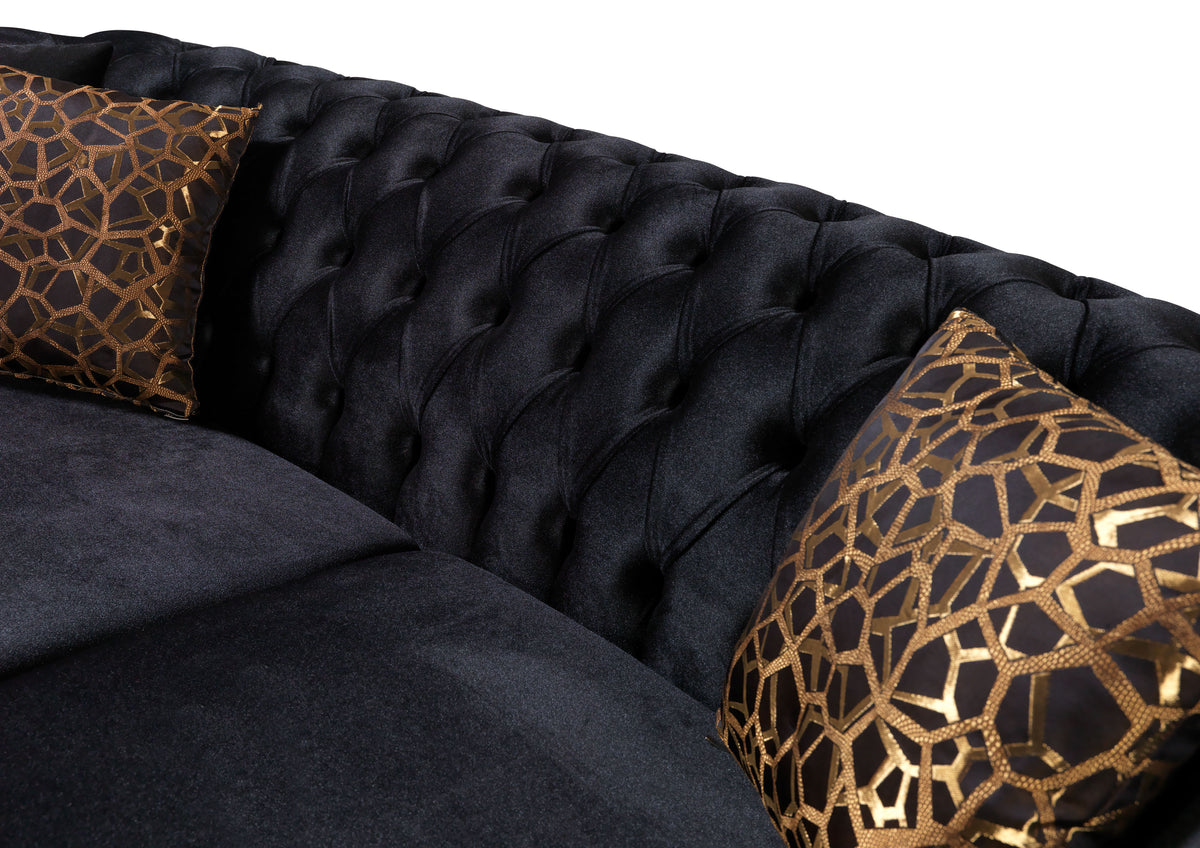 Victoria Black Velvet Sofa & Loveseat