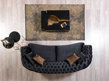 Load image into Gallery viewer, Victoria Black Velvet Sofa &amp; Loveseat
