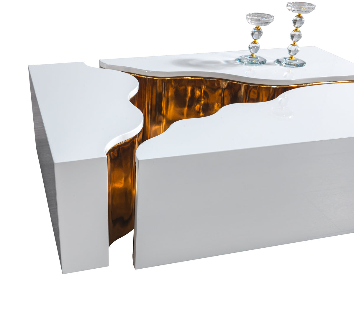 Dream Wood White/Gold 3pc  Coffee Table