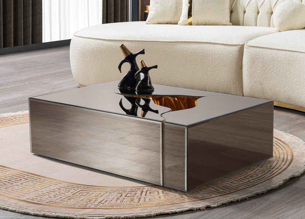 Dream Glass Bronze/Gold 3-Piece Coffee Table