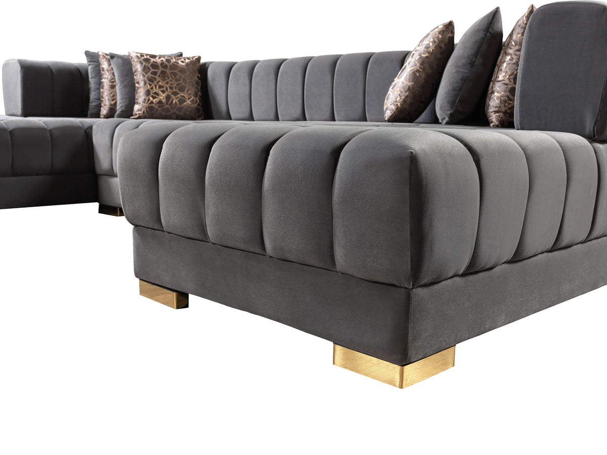 Ariana Velvet Gray Double Chaise 138" Sectional