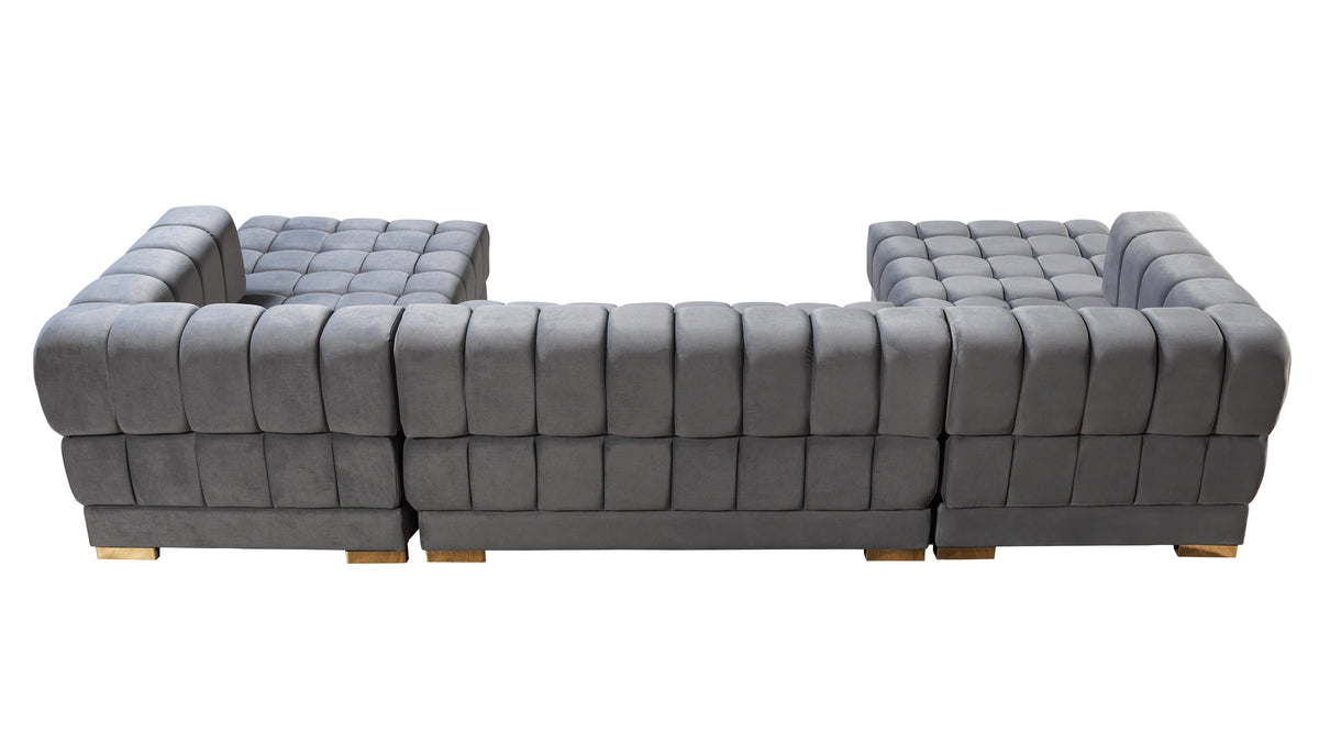 Ariana Velvet Gray Double Chaise 138" Sectional