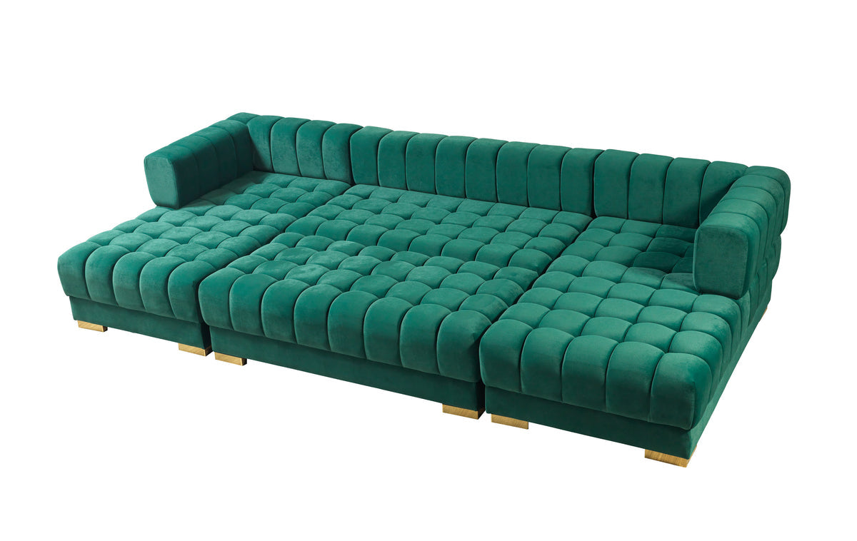 Ariana Green Velvet Rectangle Ottoman