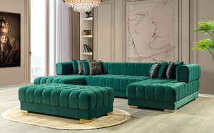 Ariana Velvet Green Double Chaise Sectional