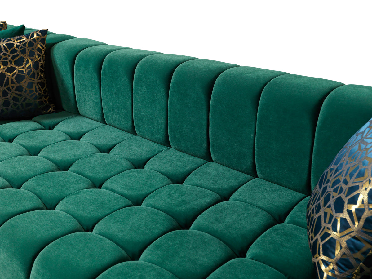 Ariana Velvet Green Double Chaise 138" Sectional