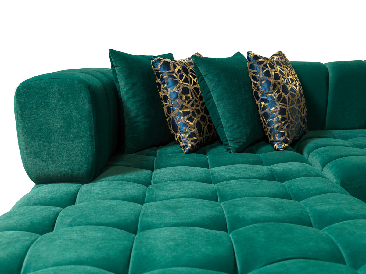 Ariana Velvet Green Double Chaise 138" Sectional