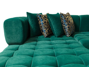 Ariana Velvet Green Double Chaise Sectional
