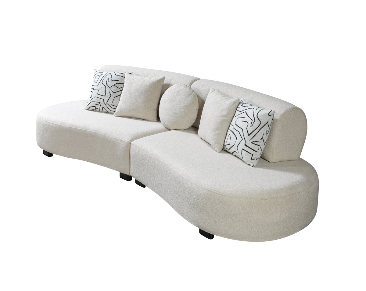 Olivia Ivory Boucle 2-Piece Curved 118" Sectional