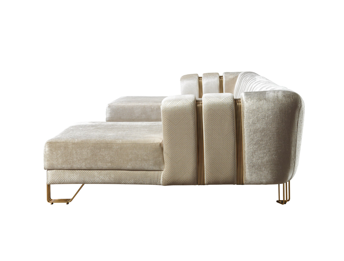 Santana Ivory Velvet Double Chaise 138" Sectional