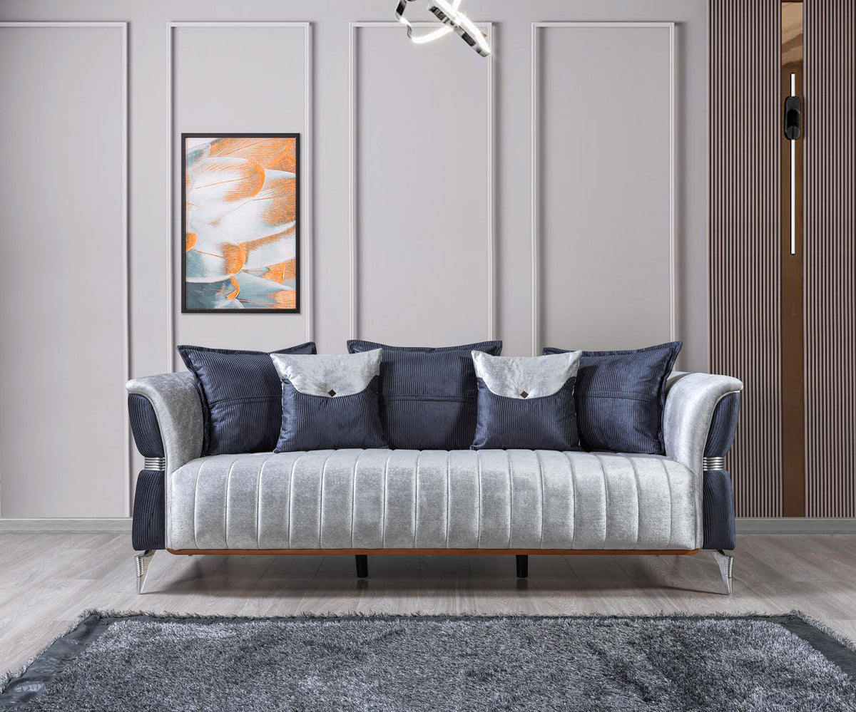 Leina Silver-Gray Velvet Sofa & Loveseat