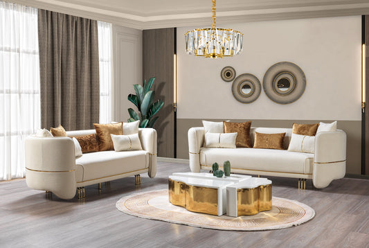 Helena Ivory Velvet Sofa & Loveseat