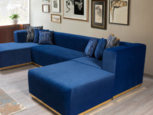 Load image into Gallery viewer, Juliana Blue Velvet 4-Piece Sectional