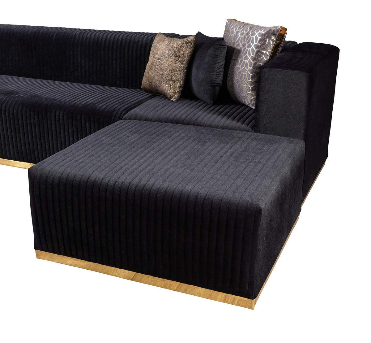 Juliana Black Velvet 4-Piece 140"Sectional