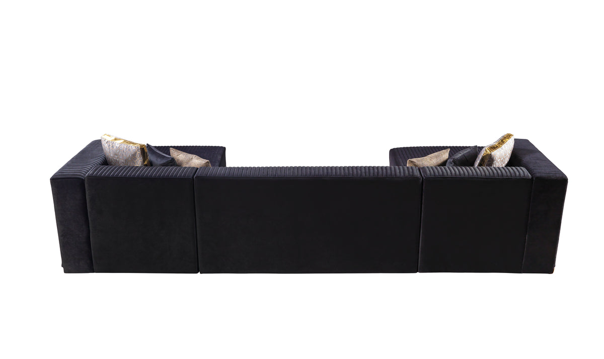 Juliana Black Velvet 4-Piece 140"Sectional