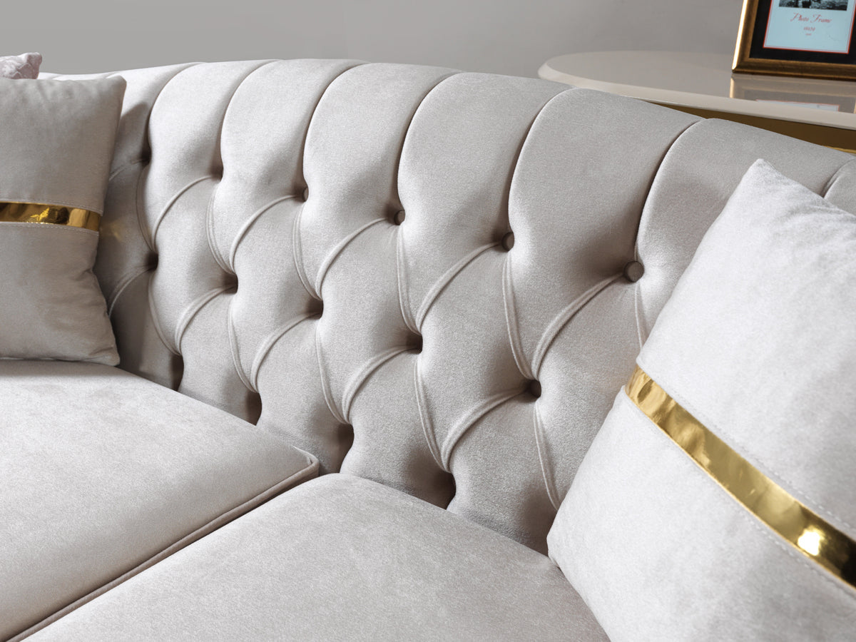 Milena Ivory/Gold Velvet Sofa & Loveseat