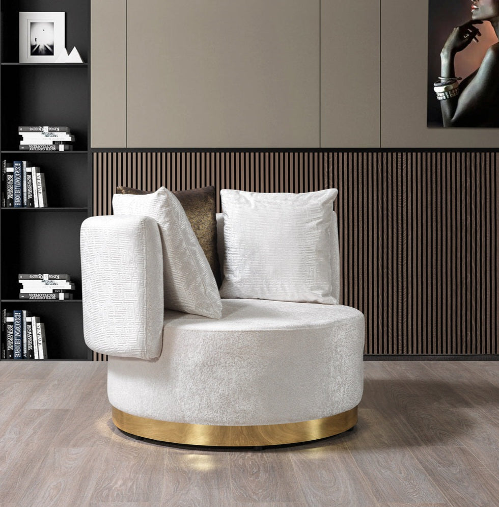 Michelle Ivory/Gold Velvet Chair