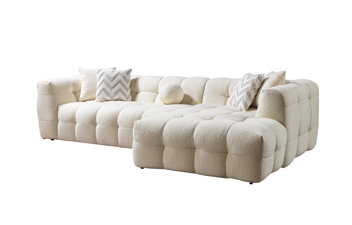 Ivy Ivory Boucle RAF 110"Sectional