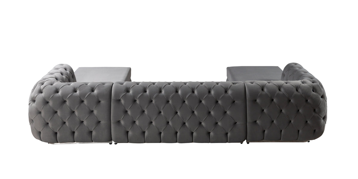 Jessie Velvet Gray Double Chaise 138" Sectional