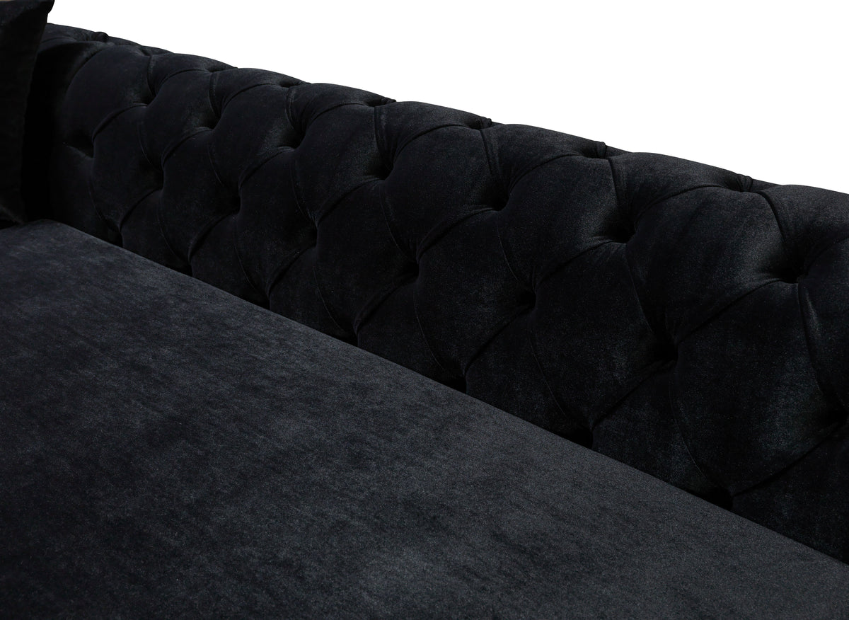 Jessie Velvet Black Double Chaise 138" Sectional