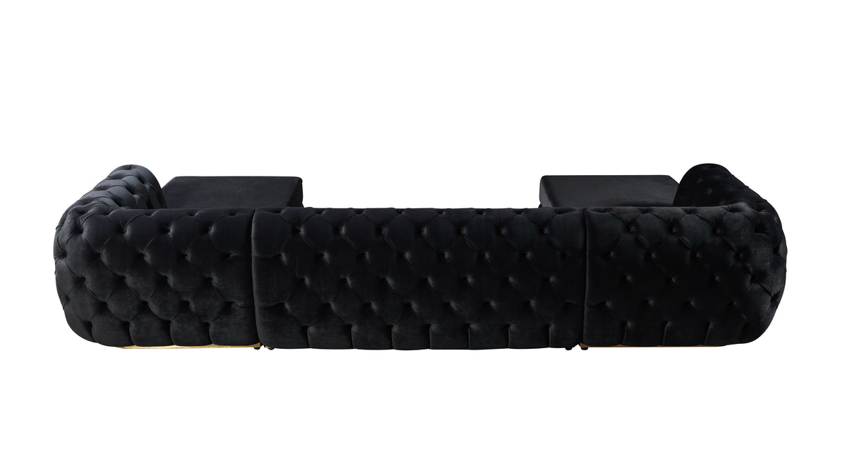 Jessie Velvet Black Double Chaise 138" Sectional