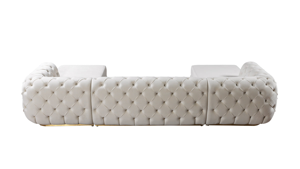 Jessie Velvet Ivory Double Chaise 138" Sectional