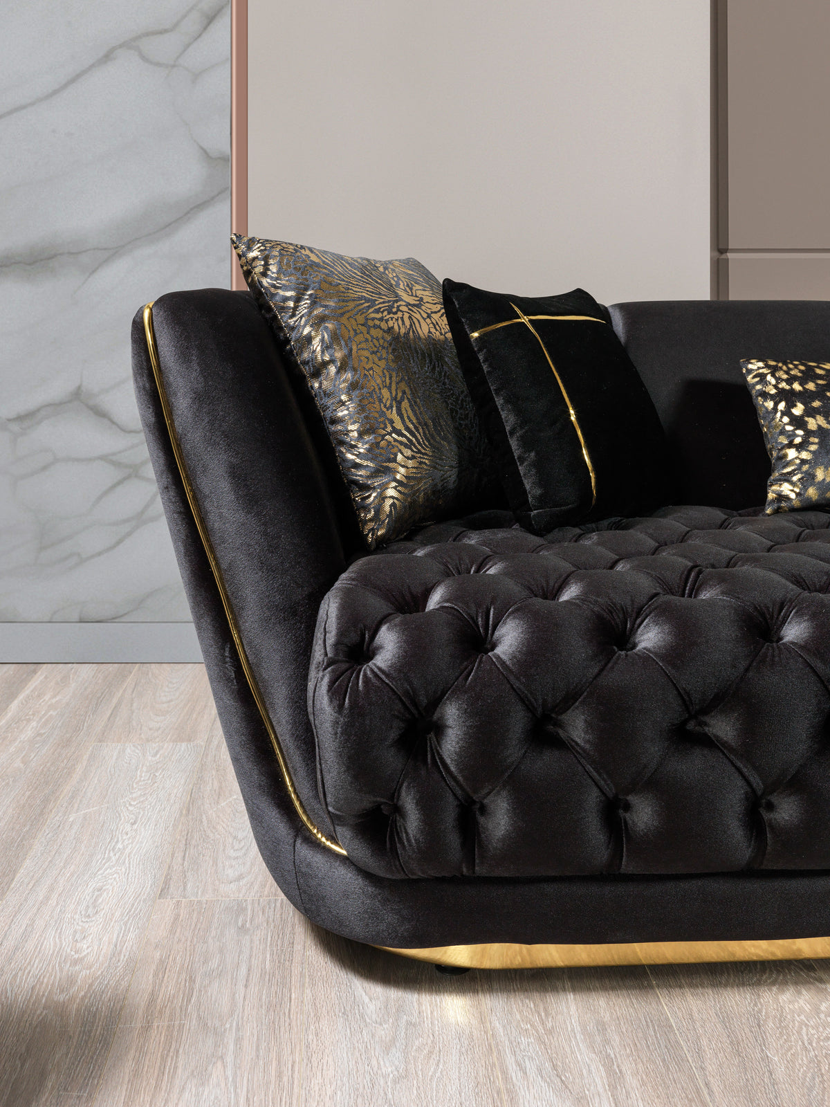 Daphne Black Velvet Sofa & Loveseat