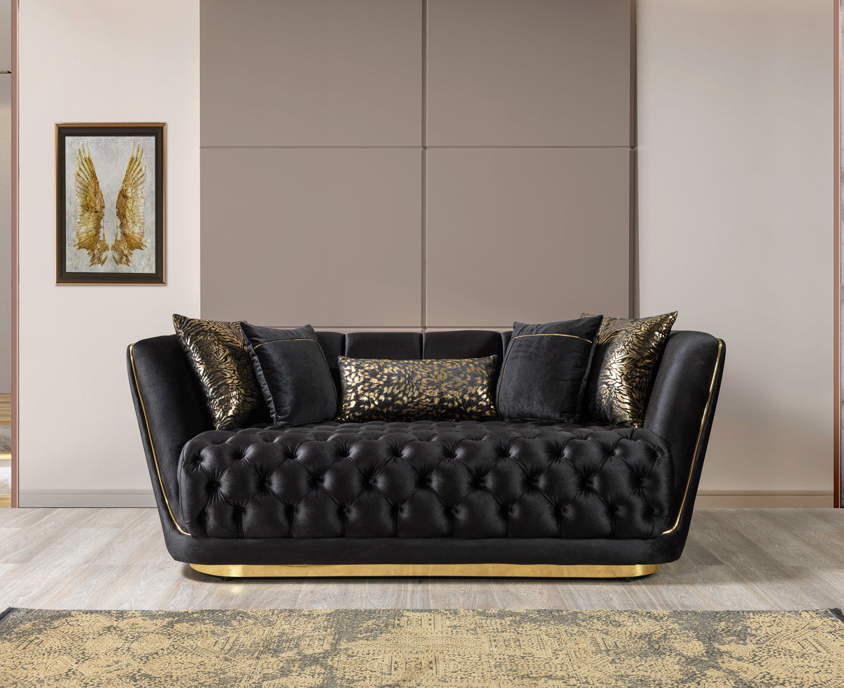 Daphne Black Velvet Sofa & Loveseat