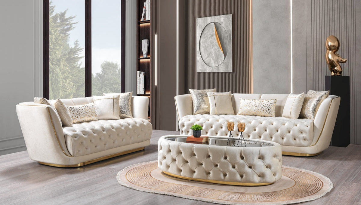 Daphne Ivory Velvet Sofa & Loveseat