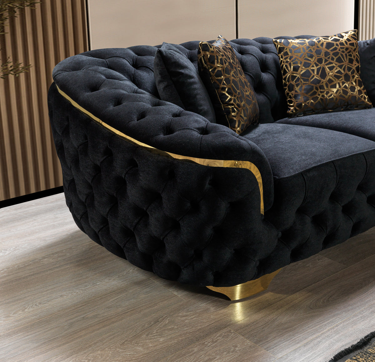 Lupino Black Velvet Sofa & Loveseat