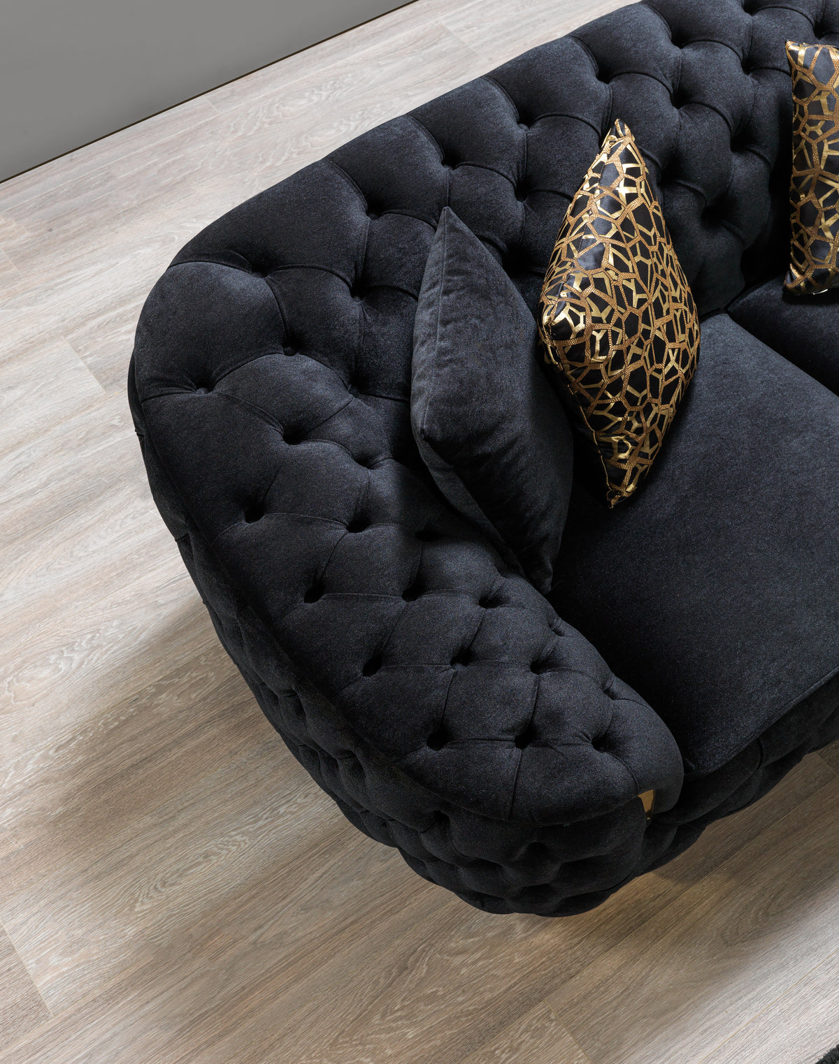 Lupino Black Velvet Sofa & Loveseat