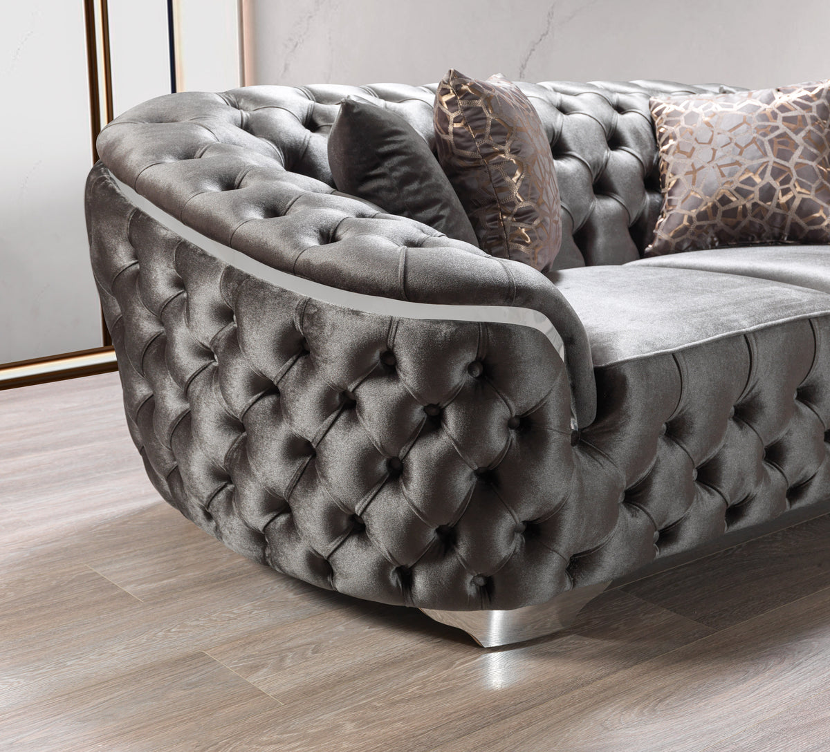 Lupino Gray Velvet Sofa & Loveseat