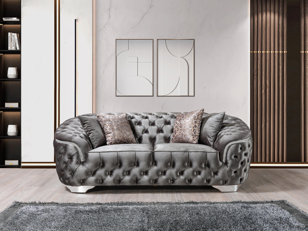 Lupino Gray Velvet Sofa & Loveseat