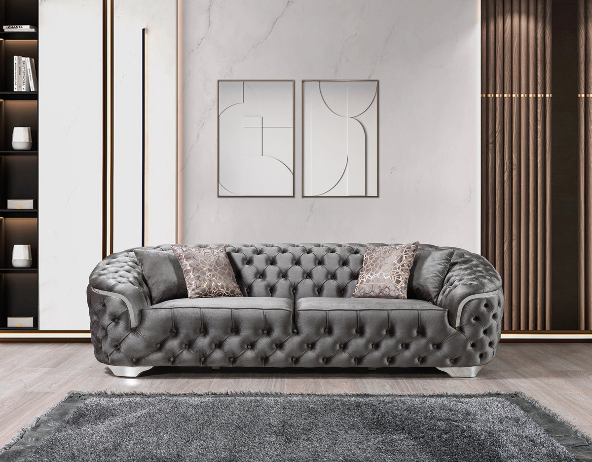 Lupino Gray Velvet Sofa & Loveseat