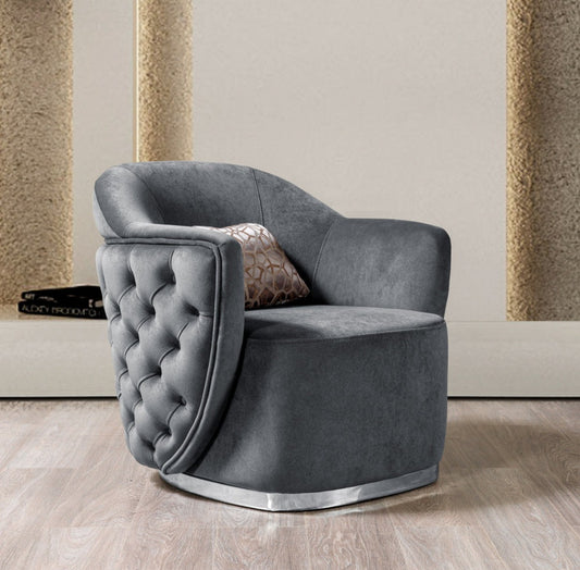 Victoria Gray Velvet Chair