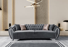Load image into Gallery viewer, Victoria Gray Velvet Sofa &amp; Loveseat