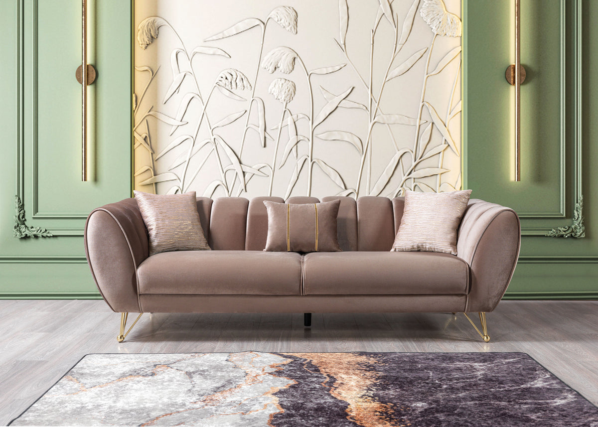 Merida Coffee Velvet Sofa & Loveseat