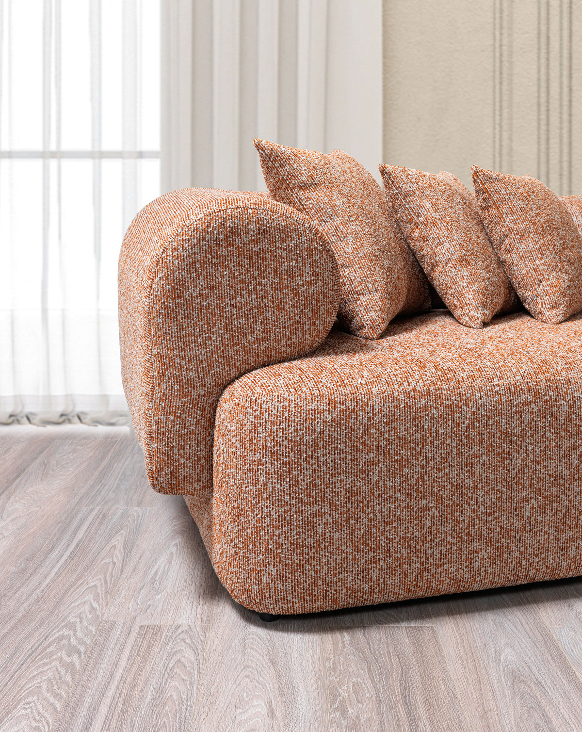 Lena Orange Boucle 3-Piece Curved 145" Sectional