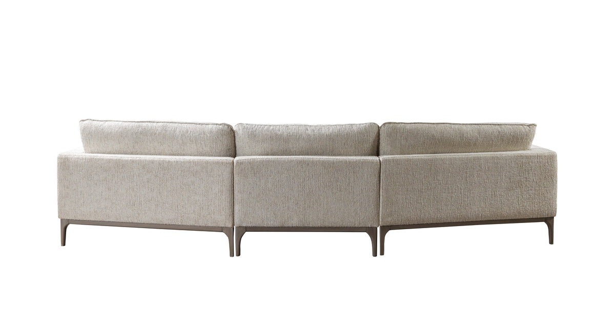 Dylan Ivory Linen 3pc Curved 126" Sectional with Ottoman