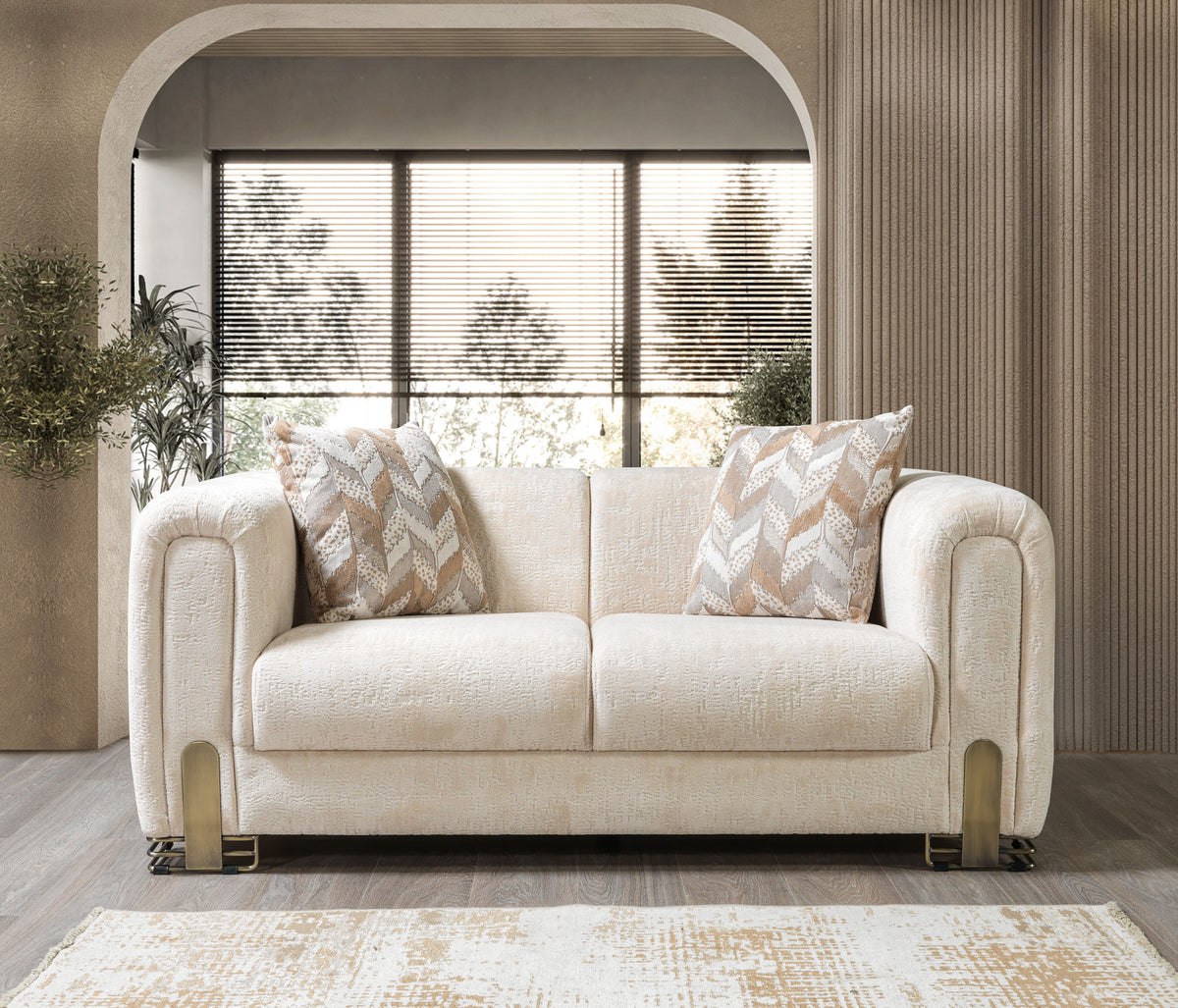 Brenda Ivory Boucle Sofa 93" & Loveseat 71"