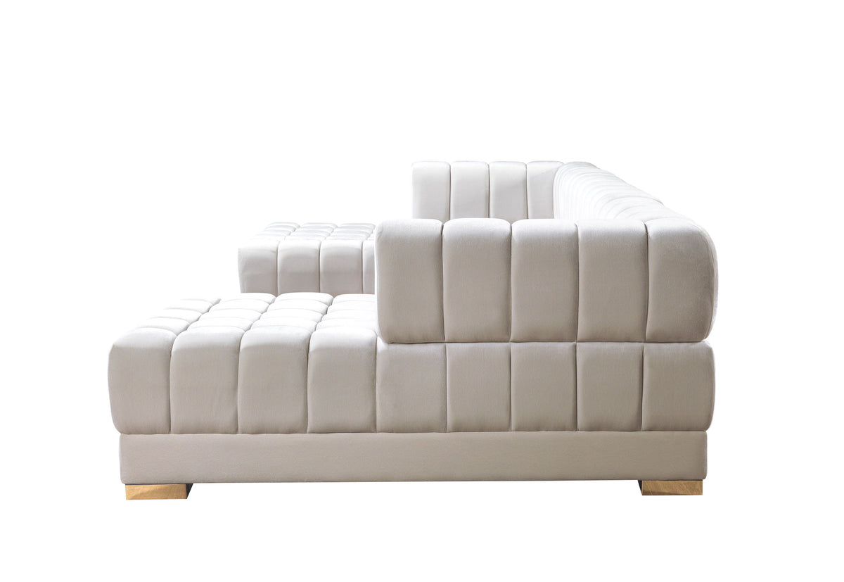 Ariana Velvet Ivory Double Chaise 138" Sectional