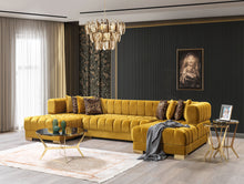 Load image into Gallery viewer, Ariana Velvet Mustard Double Chaise Sectional