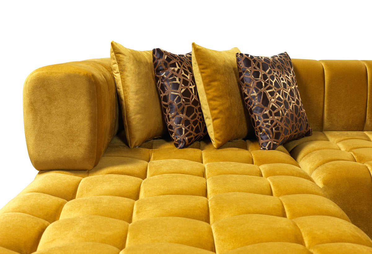 Ariana Velvet Mustard Double Chaise 138" Sectional