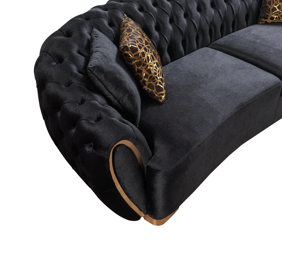 Victoria Black Velvet Sofa & Loveseat