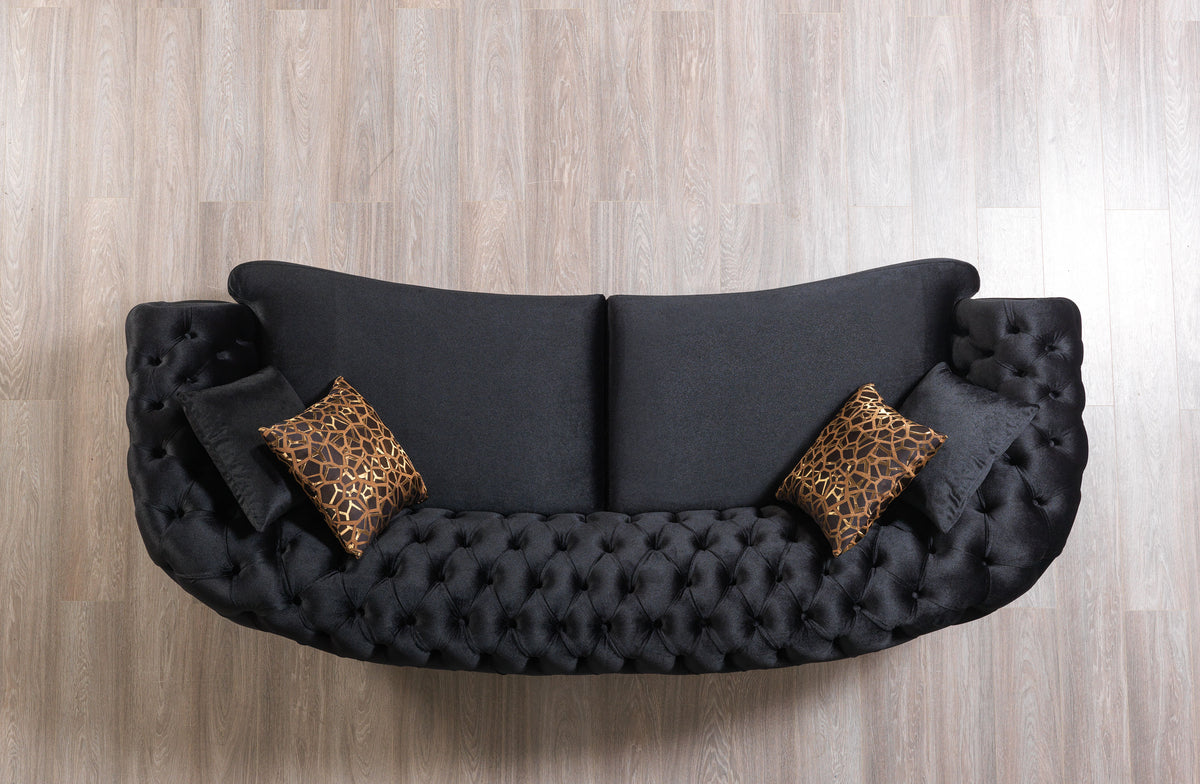 Victoria Black Velvet Sofa & Loveseat