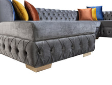 Load image into Gallery viewer, Matilda Grey Velvet Double Chaise Sectional