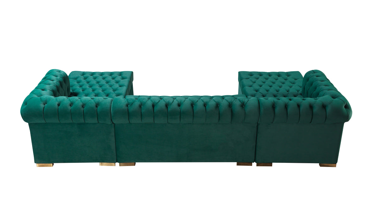 Lauren Velvet Green Double Chaise 136" Sectional