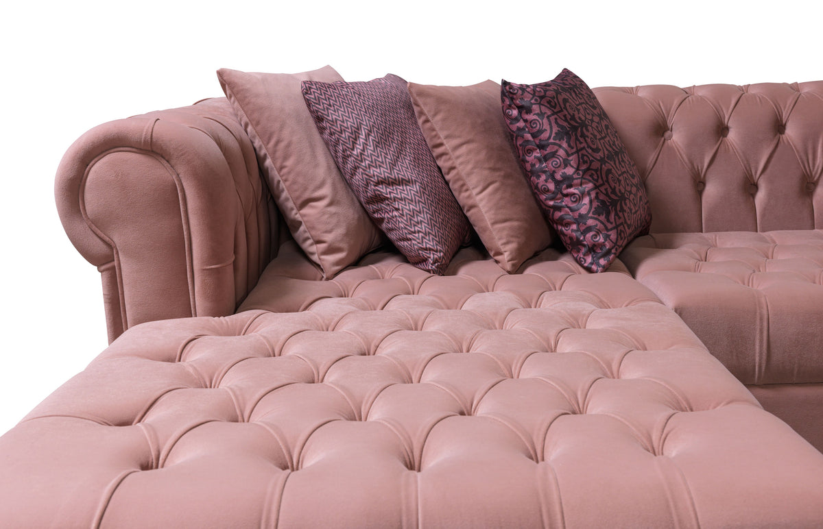 Lauren Velvet Pink Double Chaise 136" Sectional