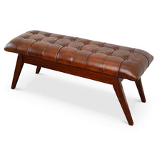 Load image into Gallery viewer, Maja Mid Century Modern Tan Leather Bench