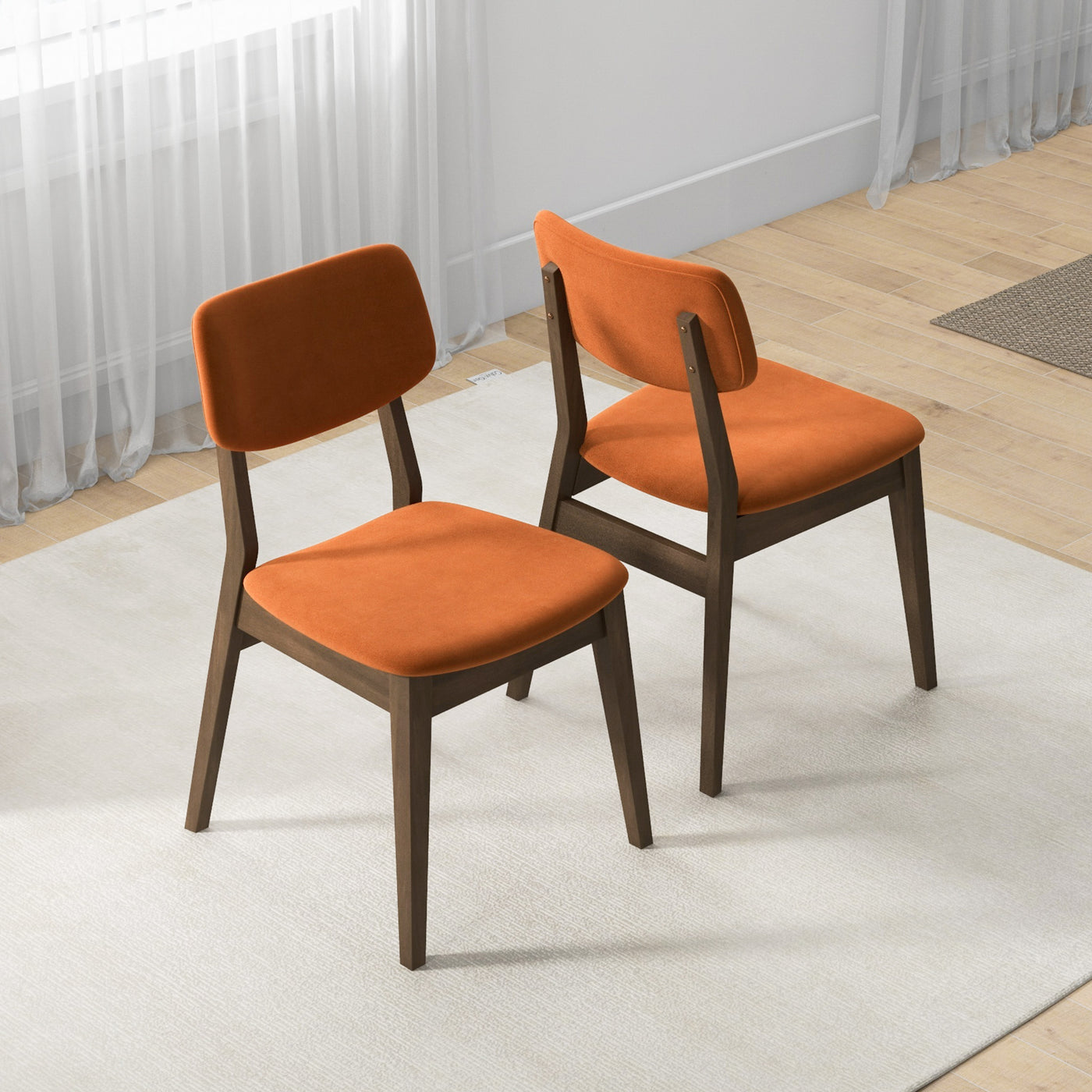 Carlos Burnt Orange Velvet Solid Back Side Chair (Set Of 2)